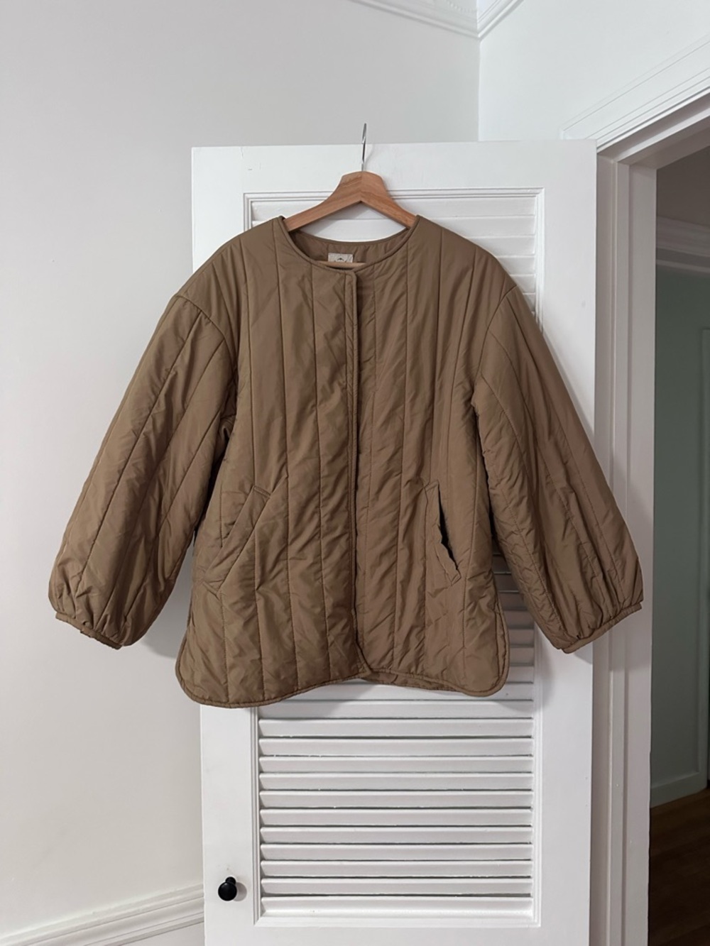 Samantha Mos2 SM2, Brown Quilted Snap Mid-Length Jacket Long Sleeve, Size F